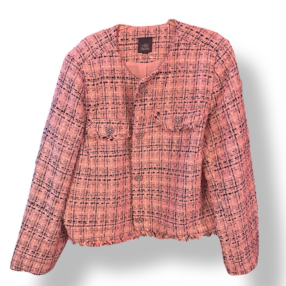 The Limited Pink Tweed Boxy Jacket
